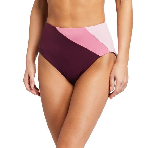 Kate Spade Reversible High Waist Bikini Swim Bottoms Raisin Red Womens NWT sz XS - Picture 1 of 6